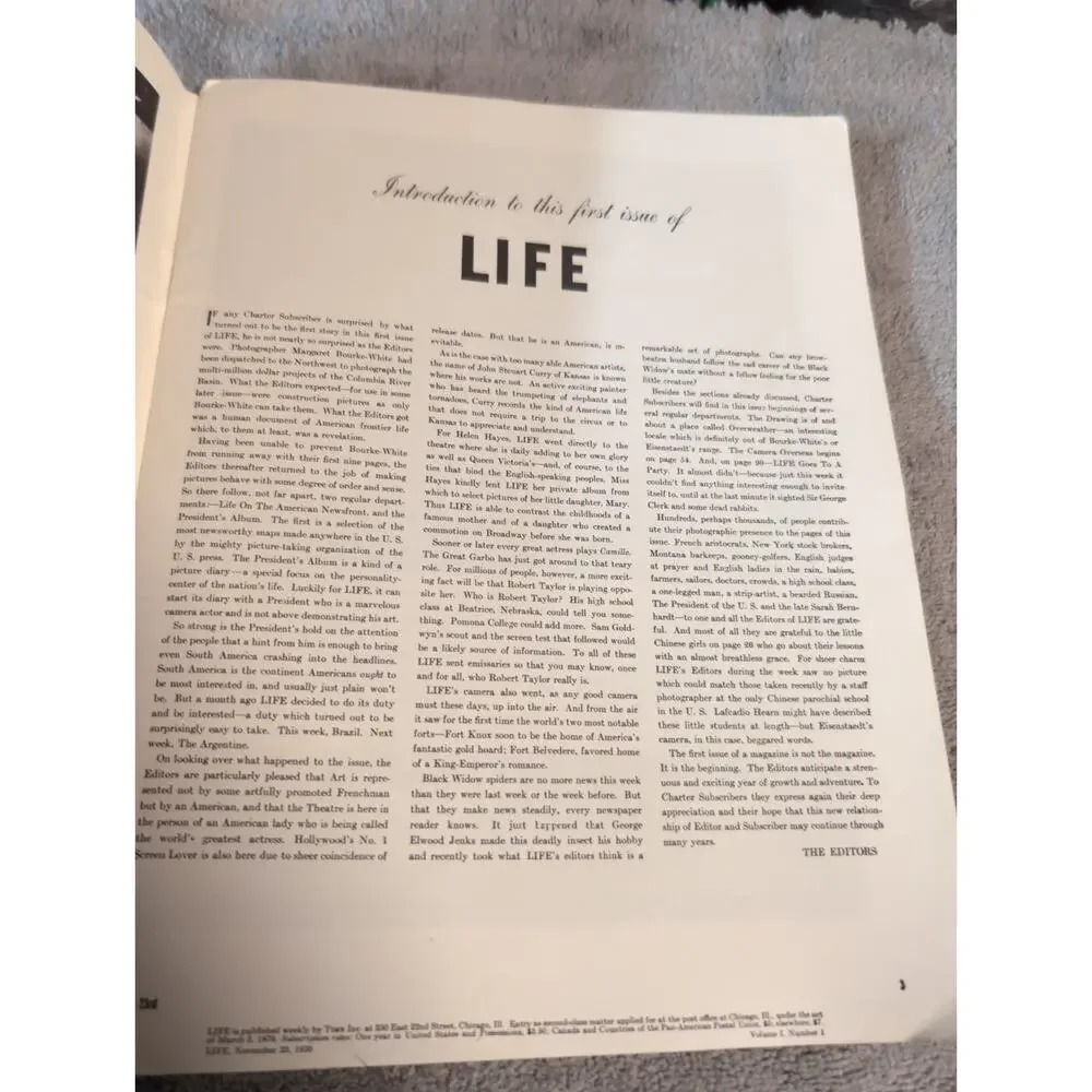 LIFE Magazine November 23, 1936, Vol. 1, No. 1 - Salesman Size